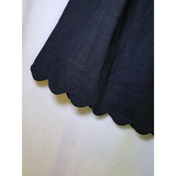 J. Crew Size 4 Pull On Skirt Elastic Waist Scalloped Hem Linen Cotton Black - Picture 4 of 10